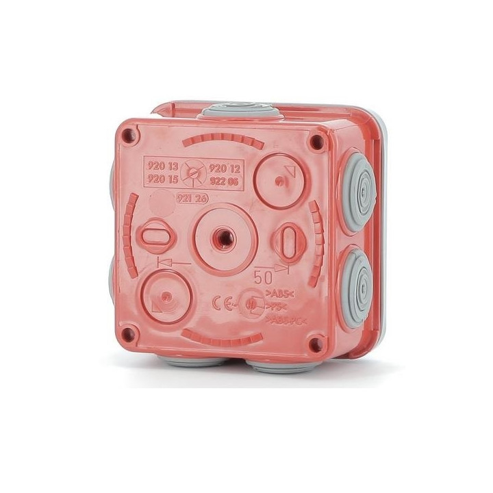 Legrand - Boîte de dérivation étanche rouge et grise - IP55 - 80x80x45 - Réf : 092015