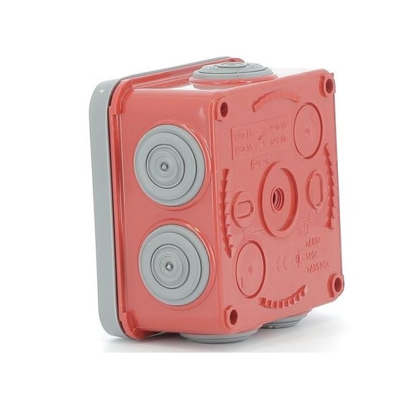 Legrand - Boîte de dérivation étanche rouge et grise - IP55 - 80x80x45 - Réf : 092015