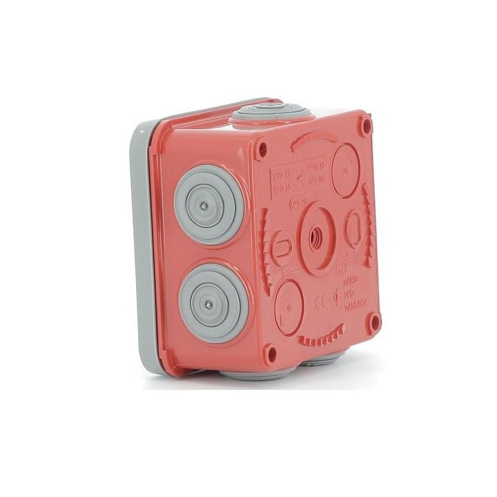 Legrand - Boîte de dérivation étanche rouge et grise - IP55 - 80x80x45 - Réf : 092015