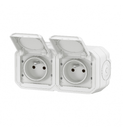 Legrand - Plexo - Double prise de courant saillie prêt à poser - 2 x 2P+T - IP55 - Réf : 069621Lx2 + 069690L