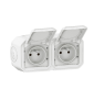 Legrand - Plexo L - Double prise 2P+T + Boîtier 2 postes - Saillie - Blanc - Ref. : 069621Lx2 + 069690L