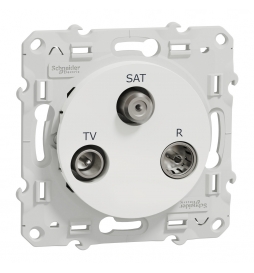 Schneider Odace - Prise TV-FM-SAT 2 entrées TV/FM et SAT - Blanc - Réf : S520460