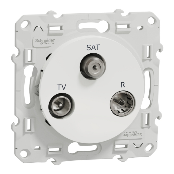 Schneider Odace - Prise TV-FM-SAT 2 entrées TV/FM et SAT - Blanc - Réf : S520460