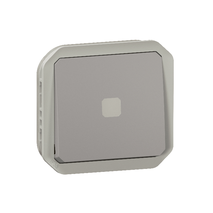 Legrand - Plexo L - Interrupteur temporisé lumineux sans neutre - 8A - 250V - composable - IP55/IK07 - Gris - Réf : 069504L