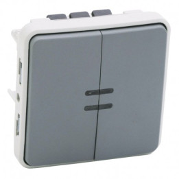 Legrand - Va-et-vient lumineux + poussoir lumineux Legrand Plexo composable gris - 10 AX - gris Réf : 069519