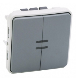 Legrand - Va-et-vient lumineux + poussoir lumineux Legrand Plexo composable gris - 10 AX - gris Réf : 069519