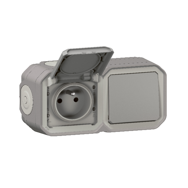 Legrand Plexo - Prise + Interrupteur - Saillie - étanche IP55 - Réf : 069511L + 069551L + 069672L