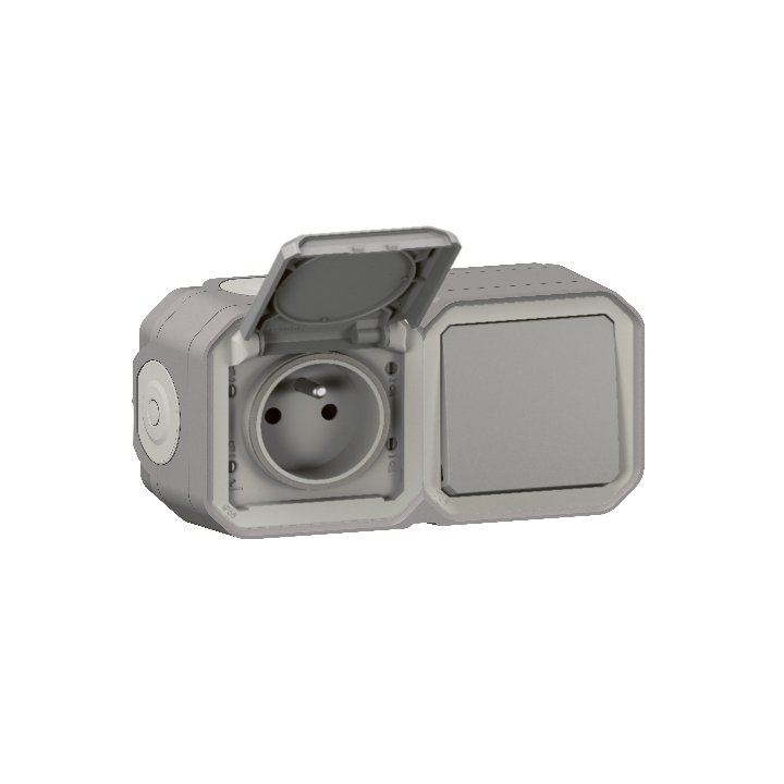 Legrand - Plexo - Prise + Interrupteur - Saillie - étanche IP55 - Réf : 069511L + 069551L + 069672L