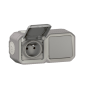 Legrand - Plexo L - Prise 2P+T + Interrupteur + Boîtier 2 postes - Saillie - Gris - Ref. : 069511L + 069551L + 069672L