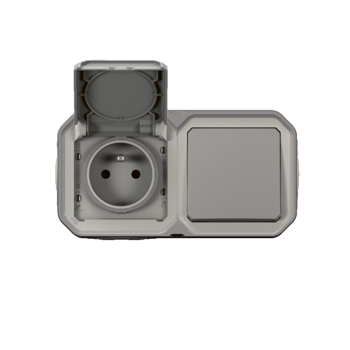 Legrand - Plexo - Prise + Interrupteur - Saillie - étanche IP55 - Réf : 069511L + 069551L + 069672L