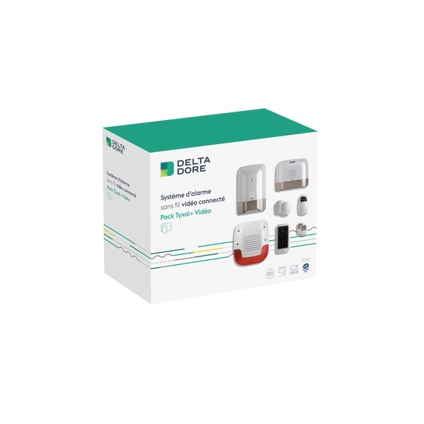 Delta Dore - Alarme maison GSM connectée - Pack alarme sans fil + détecteur vidéo - Sirène extérieure - Réf : Pack Tyxal+ Vidéo