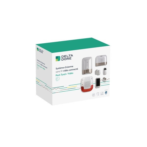 Delta Dore - Alarme maison GSM connectée - Pack alarme sans fil + détecteur vidéo - Sirène extérieure - Réf : Pack Tyxal+ Vidéo
