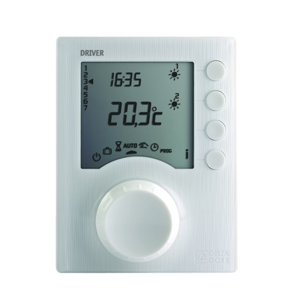 Delta Dore - Programmateur de 1 à 2 zones pour chauffage électrique fil pilote - en saillie - Blanc - Réf :  Driver 620