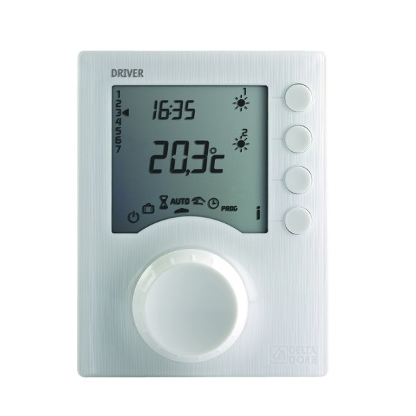 Delta Dore - Programmateur de 1 à 2 zones pour chauffage électrique fil pilote - en saillie - Blanc - Réf :  Driver 620