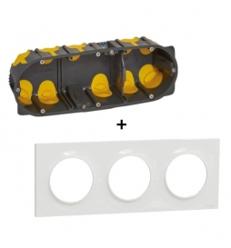 Schneider Odace - Plaque 3 postes + Boîte Batibox BBC Legrand 3 postes - Hor/vert Prof. 50 - s520706+080033L