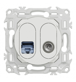 Schneider - Odace 2025 - prise mixte RJ45 Cat.6 STP + TV - blanc craie - Réf : S920141