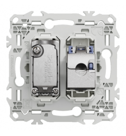 Schneider - Odace 2025 - prise mixte RJ45 Cat.6 STP + TV - blanc craie - Réf : S920141