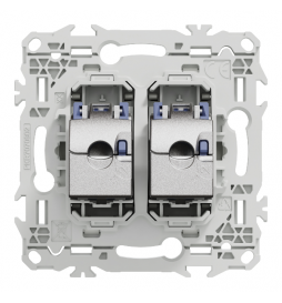 Schneider - Odace 2025 - prise double RJ45 - Cat6 STP grade 2TV min à grade 3TV - blanc craie - Réf : S920486