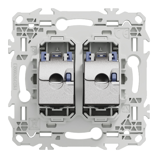 Schneider - Odace 2025 - prise double RJ45 - Cat6 STP grade 2TV min à grade 3TV - blanc craie - Réf : S920486