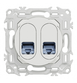 Schneider - Odace 2025 - prise double RJ45 - Cat6 STP grade 2TV min à grade 3TV - blanc craie - Réf : S920486