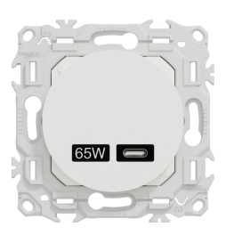 Schneider - Odace 2025 - chargeur USB-C 65W - forte puissance et charge rapide - blanc craie - Réf : S920406