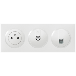 Legrand Dooxie - Lot plaque triple + PC + 1 prise TV + 1 prise RJ45 Cat.6 STP complet