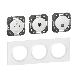 Legrand - Dooxie - PC 2P+T  + 1 Prise TV + 1 Prise RJ45 Cat.6 STP + Plaque - Blanc - Ref. : 600335+600351+600376+600803