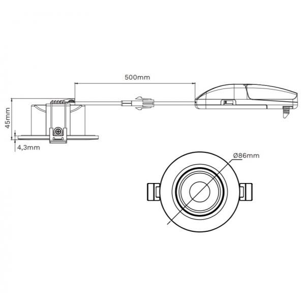 Electra - Spot LED Ø68 Dimmable blanc - orientable - 6W - IP65 - 4CCT - BBC - Angle 60° - 2700/3000/4000/5000°K - Réf : 302687