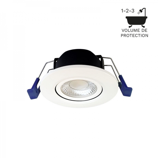 Electra - Spot LED Ø68 Dimmable blanc - orientable - 6W - IP65 - 4CCT - BBC - Angle 60° - 2700/3000/4000/5000°K - Réf : 302687
