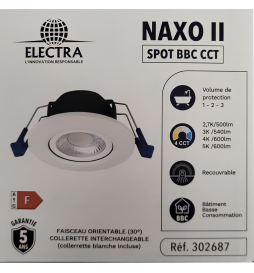 Electra - Spot LED Ø68 Dimmable blanc - orientable - 6W - IP65 - 4CCT - BBC - Angle 60° - 2700/3000/4000/5000°K - Réf : 302687
