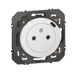 Legrand - Dooxie - Prise de courant 2P+T Surface + Chargeur USB Type-C - 1 Poste - Blanc - Réf : 600341