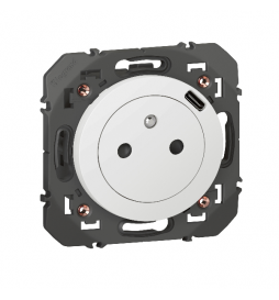 Legrand - Dooxie - Prise de courant 2P+T Surface + Chargeur USB Type-C - avec plaque - Finition Blanc - Réf : 600341+600801
