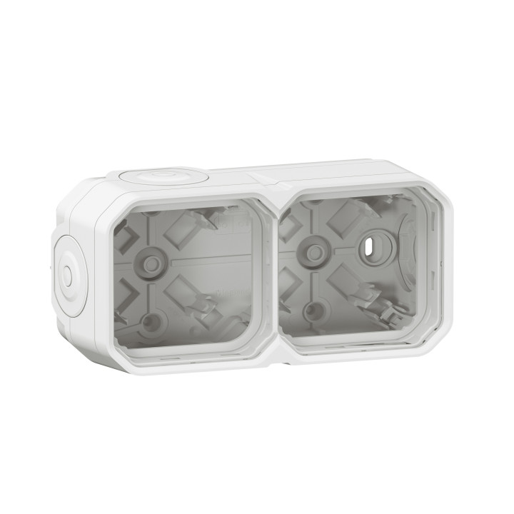 Legrand - Plexo L - Double prise 2P+T + Boîtier 2 postes - Saillie - Blanc - Ref. : 069621Lx2 + 069690L