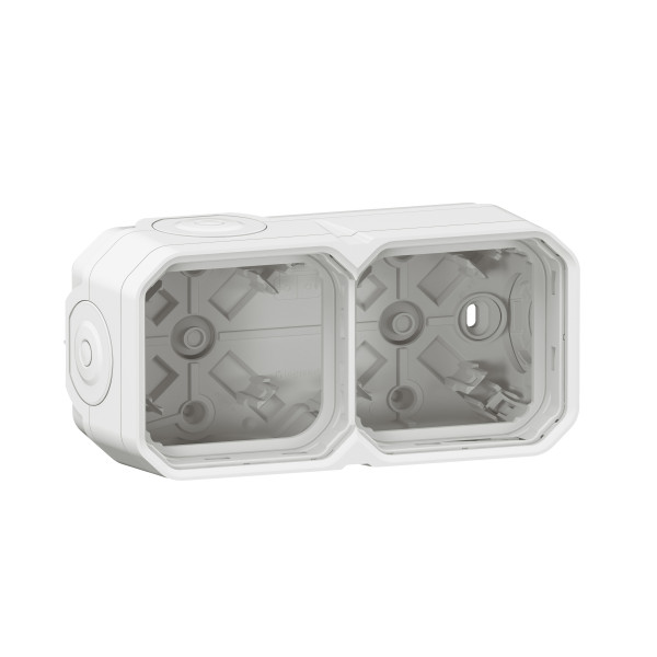 Legrand - Plexo L - Double prise 2P+T + Boîtier 2 postes - Saillie - Blanc - Ref. : 069621Lx2 + 069690L