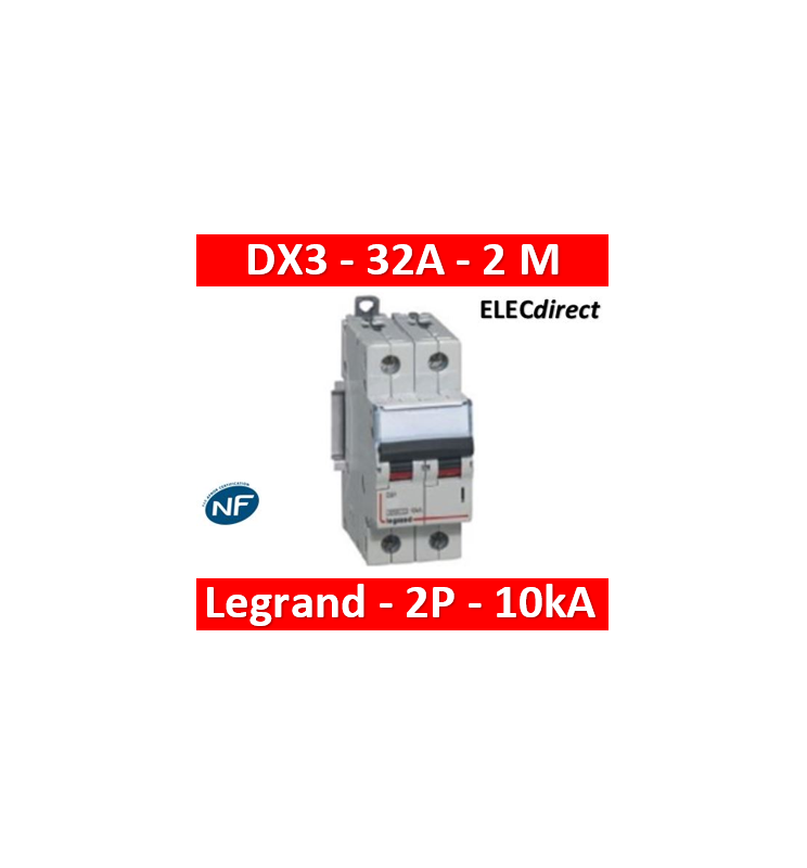 Legrand - Disjoncteur bipolaire DX3 32A - 10kA - courbe C - 407787