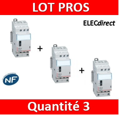 Legrand - LOT PROS - Contacteur CX3 J/N heures creuses + disjoncteur 2A  DNX3 + disjoncteur 20A DNX3 - 412501+406780+406784 - ELECdirect Vente  Matériel Électrique