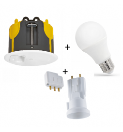 Kit point centre BBC Legrand Batibox + Fiche douille SIB + Ampoule Spectrum LED 4000K - Réf : LEG089377L + SIBP11127 + WOJ+14611