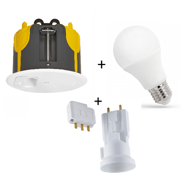 Kit point centre BBC Legrand Batibox + Fiche douille SIB + Ampoule Spectrum LED 4000K - Réf : LEG089377L + SIBP11127 + WOJ+14611