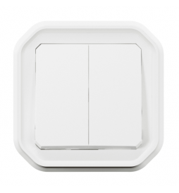 Legrand - Plexo - Commande double - 3 fonctions - encastré - étanche - IP55/IK08 - Blanc - Réf : 069625L+069692L