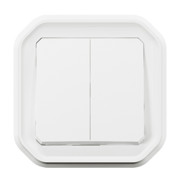 Legrand - Plexo - Commande double - 3 fonctions - encastré - étanche - IP55/IK08 - Blanc - Réf : 069625L+069692L
