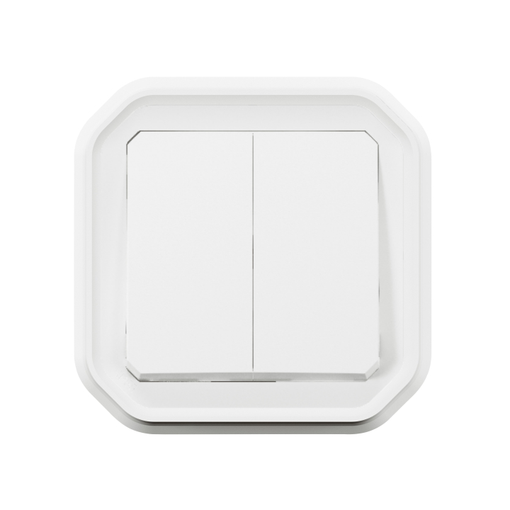 Legrand - Plexo - Commande double - 3 fonctions - encastré - étanche - IP55/IK08 - Blanc - Réf : 069625L+069692L