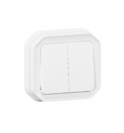 Legrand Plexo - Commande double - 3 fonctions - encastré - étanche - IP55/IK08 - Blanc - Réf : 069625L