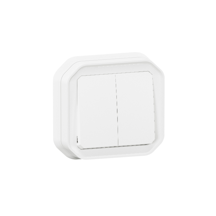 Legrand - Plexo - Commande double - 3 fonctions - encastré - étanche - IP55/IK08 - Blanc - Réf : 069625L+069692L