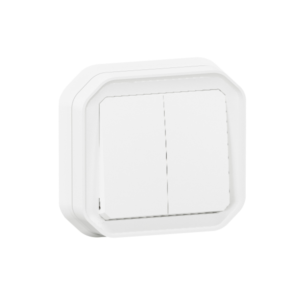 Legrand Plexo - Commande double - 3 fonctions - encastré - étanche - IP55/IK08 - Blanc - Réf : 069625L