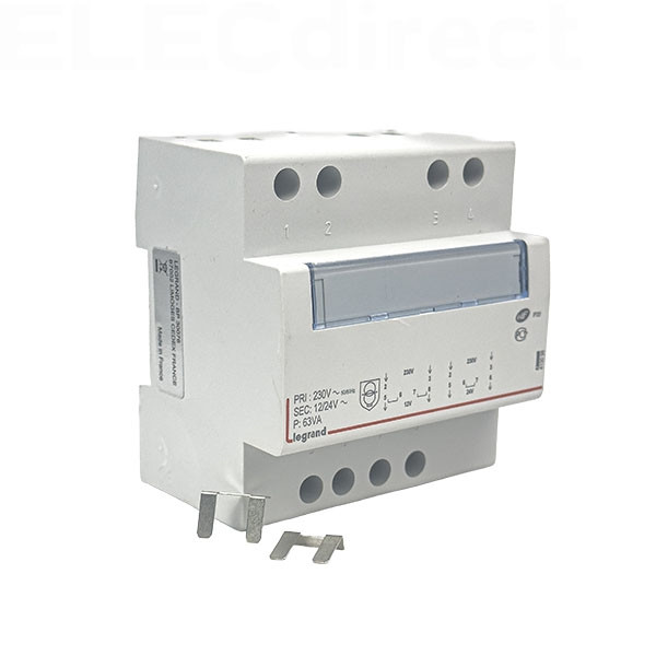 Legrand - Transformateur de sécurité - 230 V / 12 ou 24 V - 63 VA - Réf : 413098