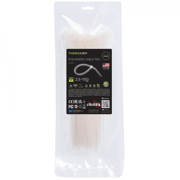 Thorgeon - Collier - 2,5x100mm - blanc - Boite de 100 - Réf : 15001