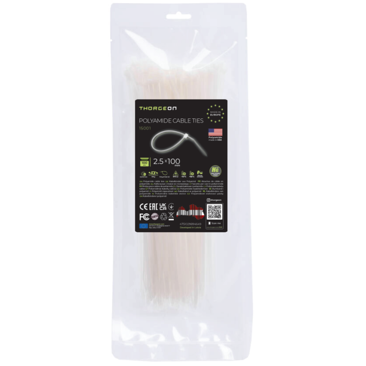 Thorgeon - Collier - 2,5x100mm - blanc - Boite de 100 - Réf : 15001