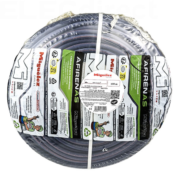 Miguélez - Câble rigide AFIREBLEU 3G1,5 - Sans halogène - Couronne de 100 mètres - Réf : FRN1X6G3U3G15