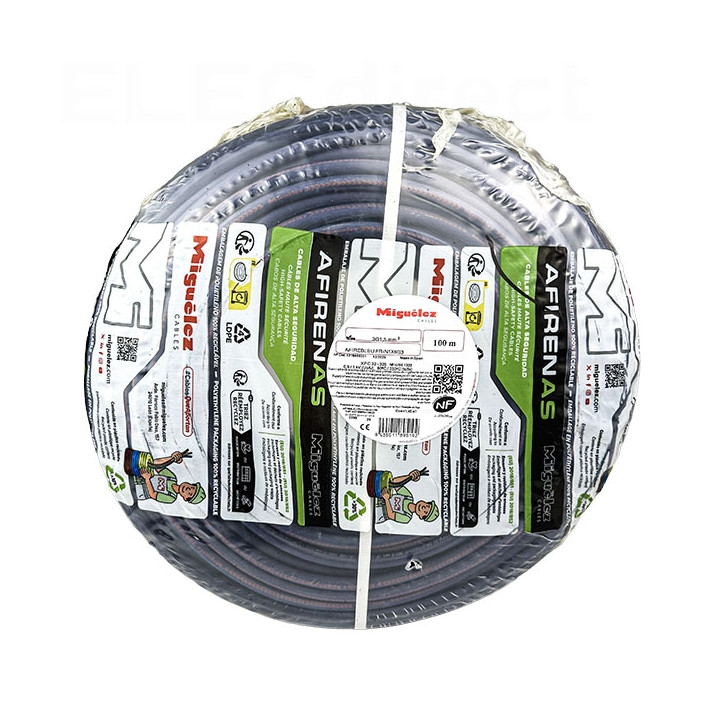Miguélez - Câble rigide AFIREBLEU 3G1,5 - Sans halogène - Couronne de 100 mètres - Réf : FRN1X6G3U3G15