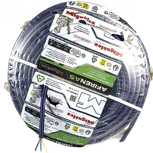 Miguélez - Câble rigide AFIREBLEU 3G2,5 - Sans halogène - Couronne de 100 mètres - Réf : FRN1X6G3U3G25